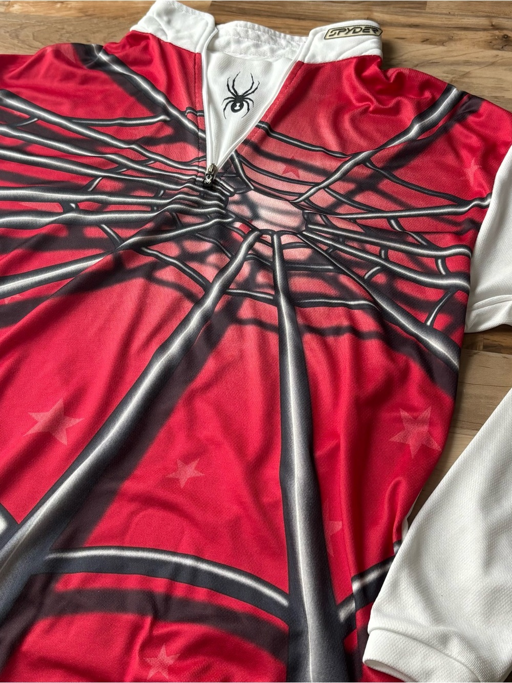 Vintage Y2K Spyder Spiderweb Base Layer Men's sz. M 1/4 Zip shirt Red White Ski